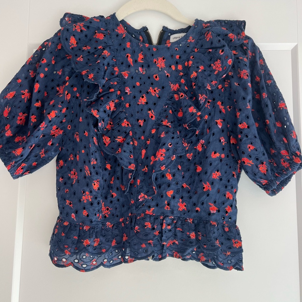 Urban Outfitters Navy and Red Floral Blouse